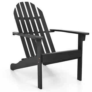 FANTASK Adirondack Stuhl, Gartenstuhl Akazienholz mit geneigtem Sitz & hoher Rückenlehne, Adirondack Balkonstuhl bis 180 kg, Gartensessel für Garten, Terrasse (Schwarz)