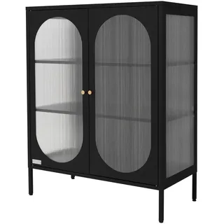 Ml-Design Vitrinenschrank Schwarz 102/80/40 cm , Metall , 3 Fächer , Rechteckig , 80x102.5x40 cm , Esszimmer, Vitrinen, Vitrinenschränke