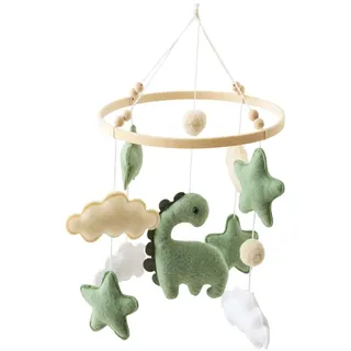 Baby Windspiele, Mobile Baby Windspiele Dinosaurier mit Wolken, Holz Hängende Baby Windspiel, Kinderzimmer Deko, Geschenk für Baby Mädchen oder Jungen