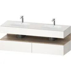 Duravit Qatego Einbauwaschtisch mit Konsolenwaschtischunterbau, 1600x550x600mm, Nische Eiche Mamoriert, Doppelwaschtisch, QA4797055, Farbe: Weiß Supermatt/mit Nischenbeleuchtung