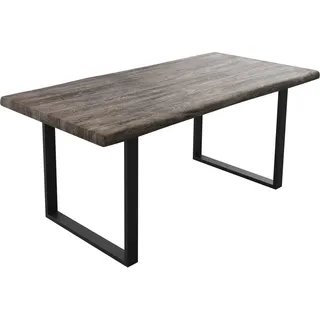 DeLife Esstisch Edge 180x90 XL Akazie Platin Kufengestell Schwarz Live-Edge Esstische, Baumkantenmöbel, Massivholzmöbel, Massivholz