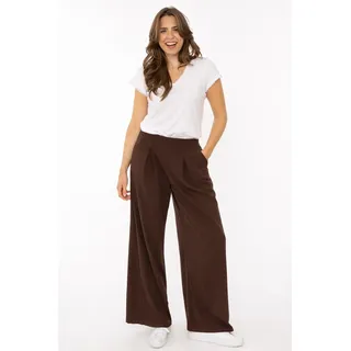 Bundfaltenhose ZWILLINGSHERZ "Bundfalten", Damen, Gr. L/XL, N-Gr, braun, Web, Obermaterial: 95% Polyester, 5% Elasthan, Hosen Bundfaltenhose