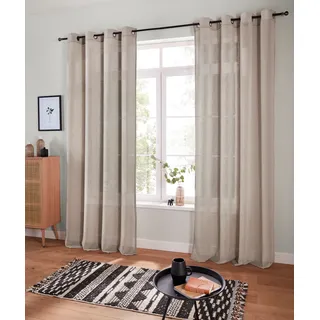 Gardine OTTO HOME "Fiete" Gr. 1, beige, B:140cm H:145cm, Polyester, Gardinen, Gardine, Leinen Optik, monochrom, basic, pflegeleicht, verschiedene Größen, Topseller