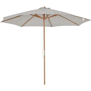 Outsunny Sonnenschirm, Bambus, Polyester, Grau , Naturmaterialen, Kunststoff, Holz , 300x300 cm , Sonnenschutz, Sonnenschirme