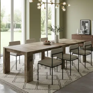 Dmora - Ausziehbare Konsole Martino, Ausziehbare Konsole für bis zu 12 Sitzplätze, Tisch mit Verlängerungshaltern, 100 % Made in Italy, 51/300 x 90 x 77 cm, Ahorn,