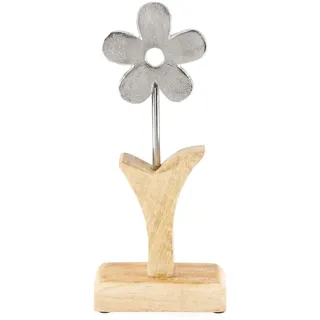 com-four® Premium Deko-Aufsteller Blume aus Metall, silberfarbene | moderne Frühlingsdeko als Wohnaccessoire für Tisch - Fensterbank und Sideboard