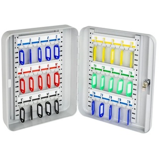 HMF 13030-07 Schlüsselkasten abschließbar, Schlüsselschrank groß | 30 Haken 30 x 24 x 7,5 cm Lichtgrau