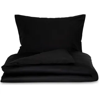 Satin-Bettwäsche schwarz, Reißverschluss – 140 x 220, 70 x 90 cm - Schwarz