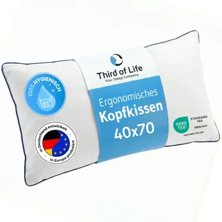 Kopfkissen 40x70 inSPIRO, Premium Kissen von Schlafexperten entwickelt, Ergonomisches Schlafkissen für Seitenschläfer, Rückenschläfer, Bauchschläfer, Ideales HWS Nackenstützkissen, Pillow made in EU