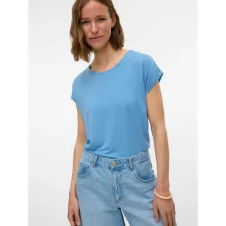 Vero Moda Rundhalsshirt VMAVA PLAIN SS TOP GAJRS NOOS Materialmix, regular fit blau XL (42/44)