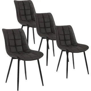WOLTU Esszimmerstühle 4er-Set Küchenstuhl Polsterstuhl mit Rückenlehne, aus Kunstleder, Metallbeine, Anthrazit - Schwarz