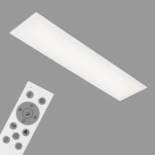 Briloner - LED Deckenlampe flach Smart Home, App- und Sprachsteuerung, Fernbedienung, LED Lampe, LED Deckenleuchte, Wohnzimmerlampe, LED Panel, Schlafzimmerlampe, 100x25x6,5 cm, Weiß