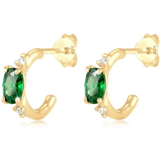 Elli Paar Creolen »Ohrringe Creole Ohrstecker Zirkonia Grün 925 Sterling Silber«, goldfarben
