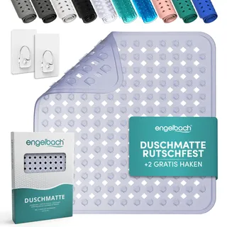 Engelbach® Duschmatte rutschfest 53x53cm inkl. 2 Haken - Antibakteriell & BPA-frei - Duscheinlage, Antirutschmatte - Waschmaschinen geeignet und schimmelresistent