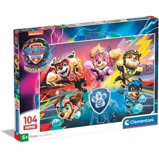 CLEMENTONI 27236 Supercolor Paw Patrol The Mighty Movie – 104 Teile Kinder 6 Jahre, Cartoon-Puzzle – Made in Italy