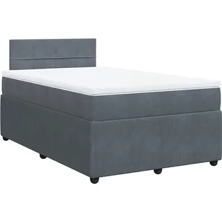 vidaXL Boxspringbett mit Matratze Dunkelgrau 120x190 cm Samt