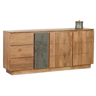 Livetastic Sideboard , Naturfarben , Holz, Stein , Akazie, Sheesham , vollmassiv , Holz , 4 Fächer , 3 Schubladen , 190x85x42 cm , Holzmöbel, Kommoden Holz, Sideboards Holz