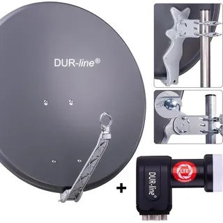 Dur-Line Digitale Sat Anlage 4 Teilnehmer | DUR-line Select 75/80cm anthrazit Quad LNB