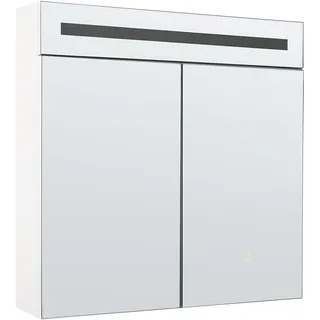 Beliani Bad Spiegelschrank 60 cm weiß mit LED-Beleuchtung