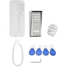 Cyfral 5905669169240 Türsprechanlage Gegensprechanlage Cosmo R 1 mit 2-Draht-Anschluss, RFID Leser integriert, Set für eine Familie