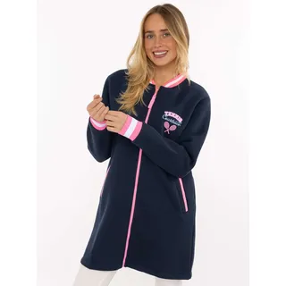 Kurzmantel ZWILLINGSHERZ "Courtside", Damen, Gr. M, marine, Sweatware, Obermaterial: 50% Baumwolle, 50% Polyester, ca. Mitte Oberschenkel, ohne Ausschnitt, Mäntel Kurzmantel, Stickerei,Reßverschluß, elastische Bündchen