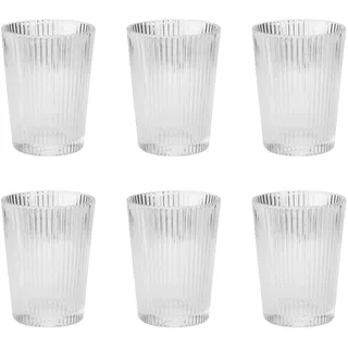 Stelton Pilastro Trinkgläser - Geriffelte Wassergläser Set - Spülmaschinenfest, Stapelbar, für heiße & kalte Getränke - 150ml - 6er Set