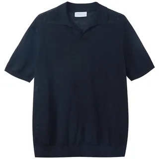 Diana Studio Herren Polo In 100% Lino, Fatta In Italia Poloshirt aus 100% Leinen, hergestellt in Italien, Schwarz, Large