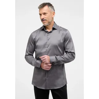 Langarmhemd ETERNA "SLIM FIT", Herren, Gr. 43, Normalgrößen, grau, Twill, 4% Elasthan, 26% Polyamid, 70% Lyocell, schmal, Manschette, Hemden Langarmhemd, EASY IRON (bügelleicht)