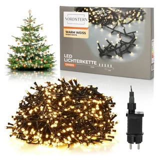 Nordstern LED Büschel Lichterkette Warmweiß 1200 LEDs- Weihnachtsbaum Deko Beleuchtung für Innen & Außen mit Stecker 24 m - Cluster Tannenbaum Weihnachtsbeleuchtung