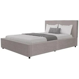 Juskys Polsterbett Salerno Cord taupe 140x200 cm , Taupe , Textil , 140x200 cm , Schlafzimmer, Betten, Polsterbetten