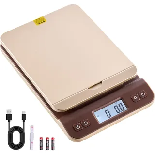 Vevor Digitale Paketwaage, 2g Genauigkeit, 40kg Postwaage mit Hold-/Tara-/Auto-Off-Funktion, Flip-Halter-Design & einfacher Kalibrierung, Briefwaage Plattformwaage, Batterie im Lieferumfang enthalten