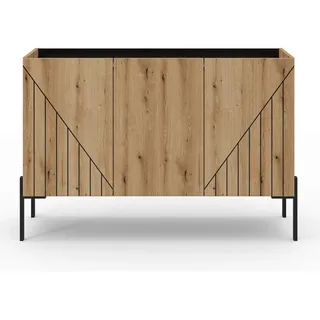 Livetastic Sideboard , Schwarz, Eiche dunkel , Metall , Holzoptik , 3 Fächer , 122x81x40 cm , FSC Mix , stehend , Kleinmöbel, Kommoden, Sideboards