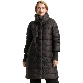 Tom Tailor Damen Lange Steppjacke mit Stehkragen,14482 - deep Black, M