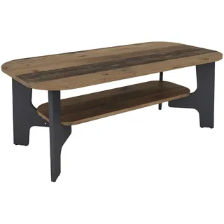 byLIVING Jonny Couchtisch Old Wood, Melamin Anthrazit/mit Ablageboden, Holzwerkstoff, schwarz/braun, B 110, H 42,5, T 55