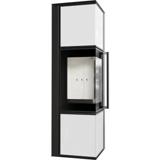 Kaminofen aus Stahl KRATKI TORA/M 8 kW Ø 150 Weißes Glaspaneel mit Türfeder - Weiß