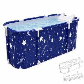 diceevil Faltbare Badewanne für Erwachsene 140x60x50cm | 6-Schicht-Isolierung, Eisbad SPA, Indoor Outdoor, Schnell Ablassbar, platzsparend faltbar, stabiler Rahmen, Wasser-Kopfkissen