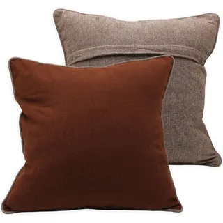 HOME ELEMENTS Kissenbezug mit Bordüre 40 x 40 cm, schokoladenfarben und rustikal - Braun