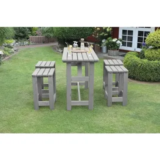 Barset Promadino 4 -Sitzer, Tisch, 4 Hocker Holz grau