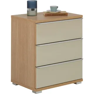 Moderano Nachtkästchen , Eichefarben, Sandfarben , Glas, Holzwerkstoff , 3 Schublade(n) Schubladen , 51x40x62 cm , Goldenes M, BQ - Bündnis für Qualität, Made in Germany , Holzmöbel, Holzbetten, Nachtkästchen Holz