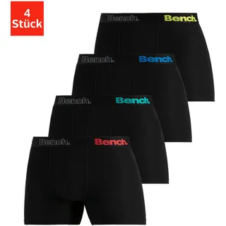 Langer Boxer BENCH. "Boxershorts für Herren", Herren, Gr. L, 4 Stk., schwarz, Jersey, Obermaterial: 95% Baumwolle, 5% Elasthan, unifarben, Unterhosen Langer Boxer, Unterhosen mit Logoschriftzug im Bund