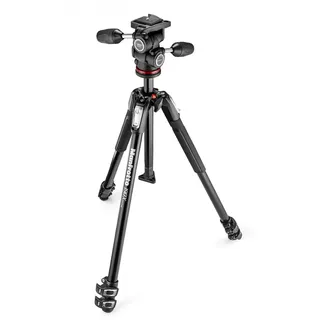Manfrotto 190X Stativ mit 3-Wege Fluid-Kopf – 3-teiliges Profi-Stativ für DSLR & spiegellose Kameras, Schwarz/Anthrazit