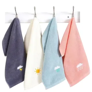 4-Teilig Kinder Handtücher 25x50cm, Weiche Reine Baumwolle Kleine Handtücher, Kinderhandtücher mit Bestickte Motiv, Kinderhandtuch Saugstark, für Badezimmer zum Abwischen und Reinigen des Gesichts