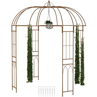 Relaxdays Rosenpavillon , Braun , Metall , 211x269x211 cm , Dekoration, Gartendeko