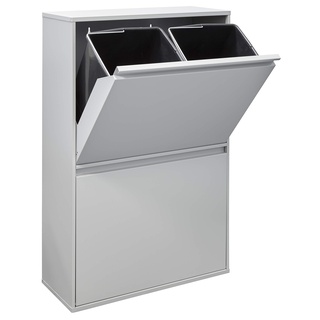 ARREGUI Basic CR602-B Mülltrennsystem aus Stahl | 4 Fächer Mülleimer für die Küche | 4 Fach Abfalleimer | 4x17L (68L) | Herausnehmbare Inneneimer mit Griff | Recycling Schrank | Mülltrennung |hellgrau