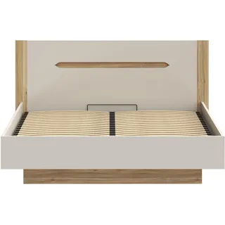 Forte Stauraumbett aufklappbarer Lattenrost, Stauraum beige