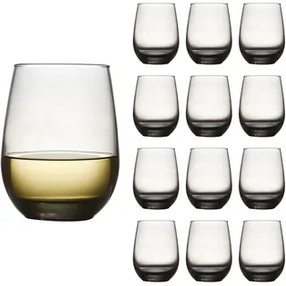 LIBBEY 70271 Weinglas/Universalglas "STEMLESS", 451 ml, 12er Set, Transparent, Grau