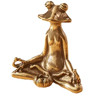 PIGPIGFLY Zen Frosch Skulptur aus Metall, Yoga-Frosch, Meditative Gartenpflanzen Deko & Bonsai Accessoire, Wohnzimmer Deko