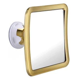 Mirrorvana Beschlagfreier Rasierspiegel mit Starkem Saugnapf 360° Drehbar, Unzerbrechlicher Anti-Beschlag Duschspiegel für Männer und Frauen, 16cm x 16cm (Gold)