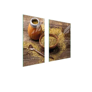 Herdabdeckplatten 2 teilig 75x52 Ceranfeld Abdeckung Glas Schneidebrett Yerba Holz