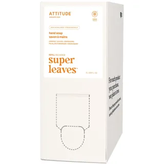 ATTITUDE Liquid Hand Soap, EWG Verified, Plant and Mineral-Based, Vegan Personal Care Products,Orange Leaves, Bulk Refill Format, 67.6 Fl Oz